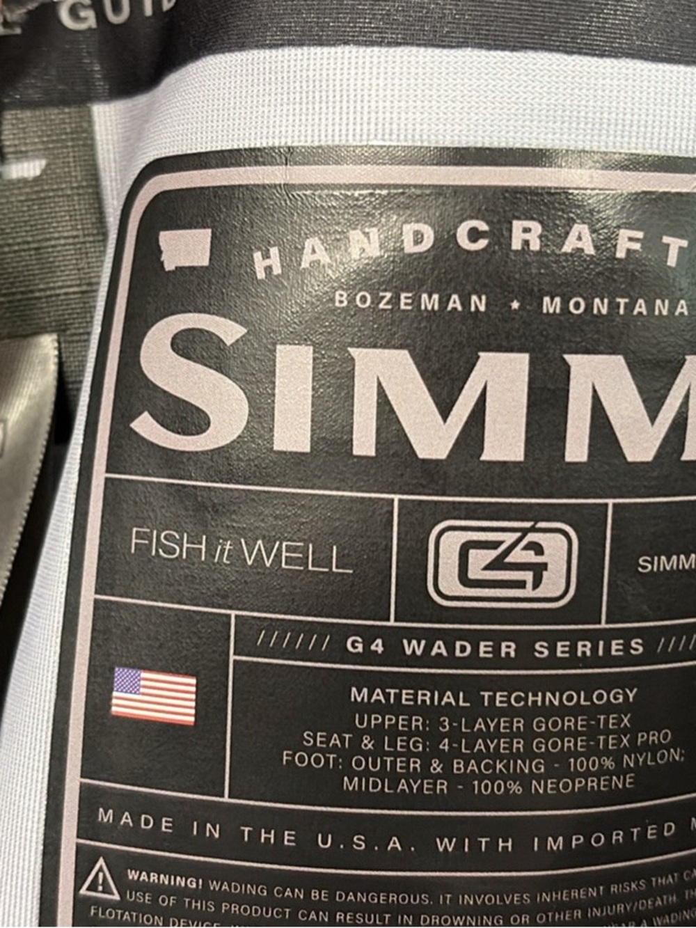 Simms Light Gray and White Fishing Wader ma